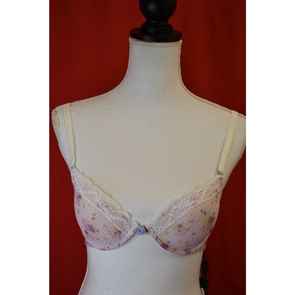 NWT DOLCE & GABBANA M51326 MULTICOLOR FLORAL PLUNGE PUSH UP BRA 32 D - Picture 1 of 12